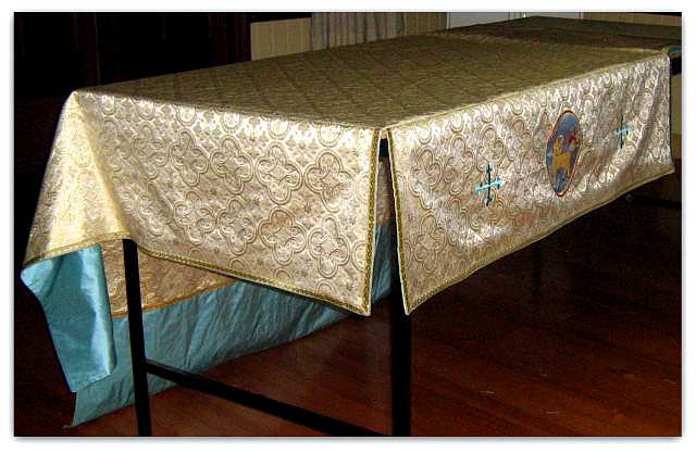 Processional Canopy White/gold Church Fabric Blue silk lining